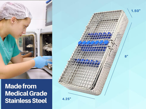 Mesh Cassette Tray Box for Thick Instruments, Tubes, Handpieces, Dental Instruments Labs Organizer for Sterilization