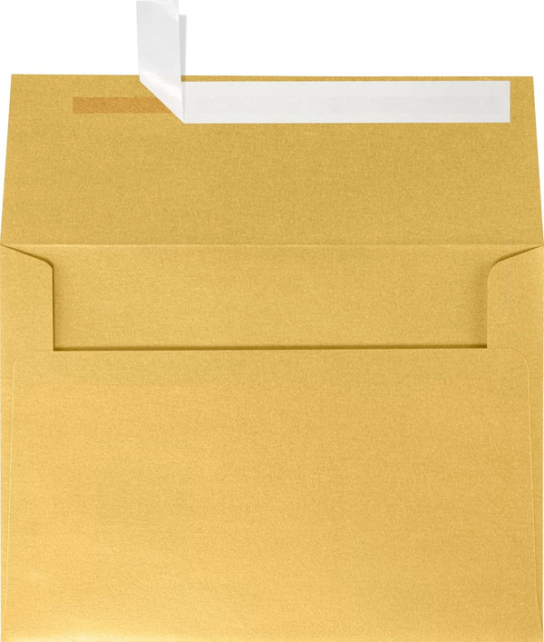 LUXPaper Gold Metallic A7 Invitation Envelopes | Peel & Press | 5 1/4" x 7 1/4" | 80lb Text | 50 Qty