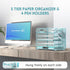 SUPEASY 5 Tier Desk Organizer with Handle & Removable Pen Holders, Blue Mesh Paper/File Organizer for Desk
