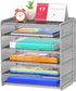 Samstar Metal Desk File Organizer, 5 Tier Shelf and Sorter, Silver