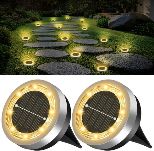 SenLuKit Mini Solar Ground Lights 2 Pack Outdoor IP65 Waterproof Solar Flat