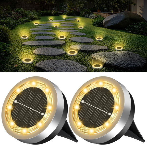 SenLuKit Mini Solar Ground Lights 2 Pack Outdoor IP65 Waterproof Solar Flat