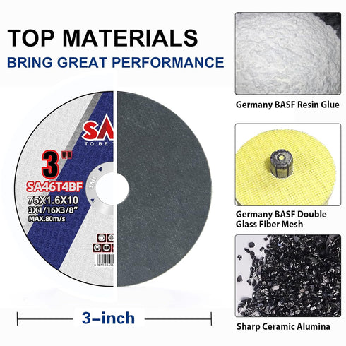 SALI 50 Pack 3 Inch Cut Off Wheels for Metal Cutting, General Purpose for 3 in Angle Grinders and Die Grinders - 20380
