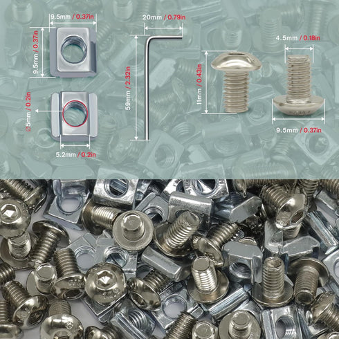 150 Sets Screws Nuts Kit for 2020 Series Corner Bracket Connector, 150Pcs M5 T Nuts + 150Pcs M5 Screws