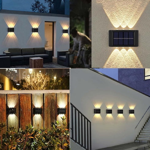 ASLIDECOR Solar Fence Lights Up and Down, 2 Pack Small Waterproof Solar Step Light for Outdoor