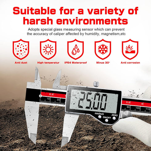 Inch/Millimeter/Fraction Digital Caliper Electronic Caliper Measuring Tool Precision Digital Vernier Caliper