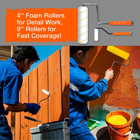 20-Piece 9" 4" (3 King Origin Paint Roller Kit, & Paint Roller with Extension Pole ft), Paint Tray & Liners, Brush |