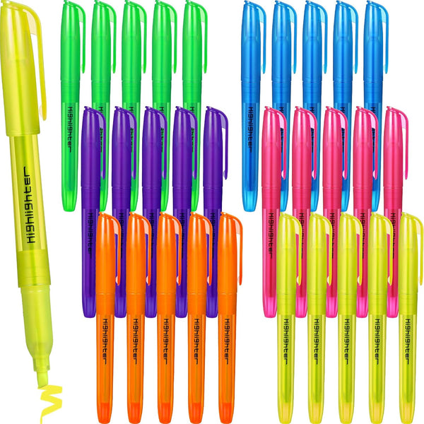 Thenshop 30 Pcs Highlighter Bulk, Assorted Colors Highlighter Markers Chisel Tip for Classroom Supplies