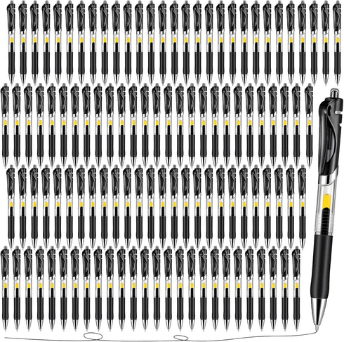 Spakon 200 Pieces Retractable Ballpoint Pens - Bulk Medium Point, 0.5mm Refillable Ink Pens for Office (Black)