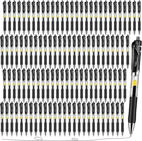 Spakon 200 Pieces Retractable Ballpoint Pens - Bulk Medium Point, 0.5mm Refillable Ink Pens for Office (Black)