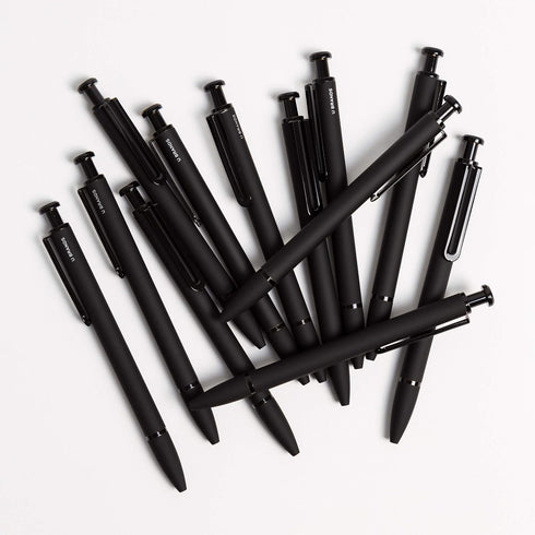 U Brands Midnight Monterey Ballpoint Pens, Set of 12, Black Soft Touch, Bold (1.0 mm) Point, Black Ink