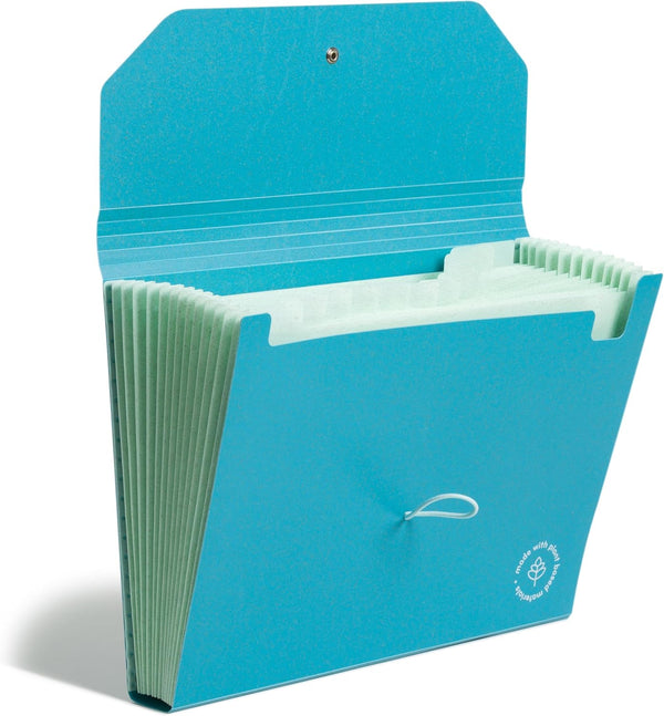 U Brands U-Eco 13 Pocket Poly Expandable File, Letter Size 8.5" x 11", Brights, Protective Flap with Closure