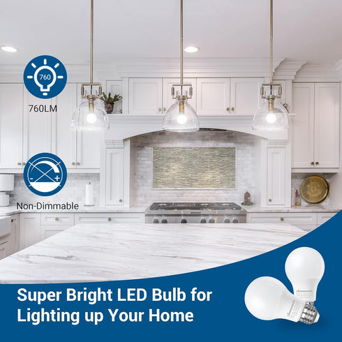 DEWENWILS 8-Pack A19 LED Light Bulb, 760LM, 5000K Daylight LED Light Bulbs, 9 Watt(60 Watt Equivalent), E26 Medium Screw Base, Non Dimmable, UL Listed by DEWENWILS