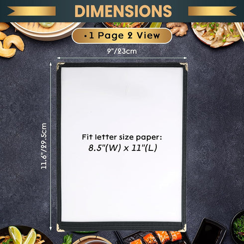 25 Pack 8.5 11 Inch (1 2 x Menu Covers, Various Style Menu Sleeves Clear View Menu Holder for Kitchen, Restaurant