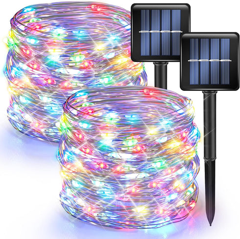 Dazzle Bright 2 Pack Solar String Lights - 80FT 240LED Waterproof Fairy Lights for Christmas Patio Party Decoration