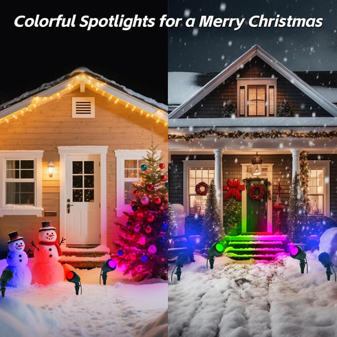 120V 6500K 4 IP67 (1 Pack,Green) Spotlight Outdoor Plug-In, Cool White LED Landscape Lighting with RGB Purple Color