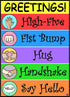 Greetings Poster for Kids, Laminated 14x19.5 in. Classroom Decorations and Back to School Supplies