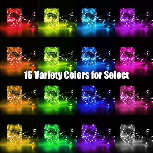 2 Pack 40FT 120LED Dazzle Bright Color Changing Fairy Lights Battery Operated, Total Silver Copper Wire RGB String