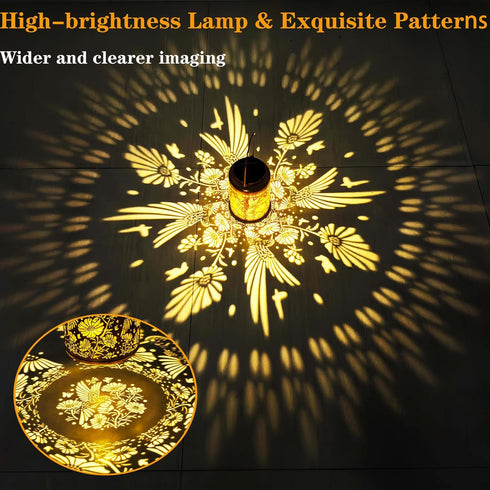 Waterproof,Hummingbird Merrytech Solar Lanterns Outdoor & Gesang Flower Lights,Metal Hanging Garden Decor Outside,Yard