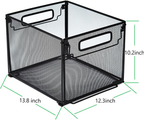 Letter-size Hanging File Folder Organizer, Metal Filing Crate, File Basket for Hanging Files, Black (Mesh Metal)