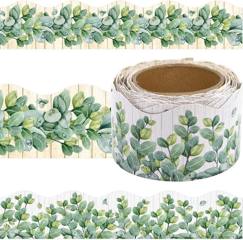 Eucalyptus Bulletin Board Border, Die-Cut Classroom Decoration, 36ft Per Roll Rustic Greenery Leaves