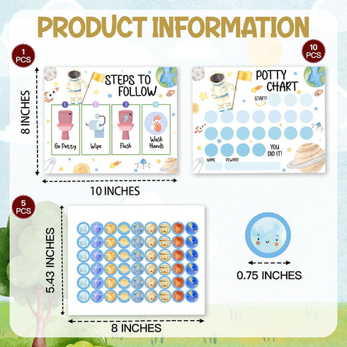 APIILVPQ 10 810" B05 Outer Space Potty Training Chart with Reward Stickers, Potty Chart for Toddlers Boys, Astronaut