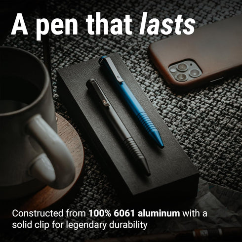 Everyman Grafton Mini Twist Refillable 0.7mm Ball Point Pen Black, Sleek Anodized Aluminum Pocket Pen