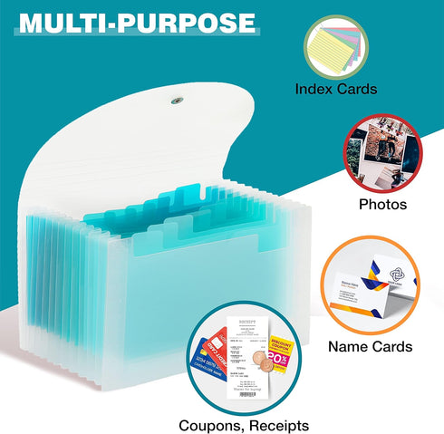 H4D Receipt Coupon Holder Organizer for Purse, Small Expanding File Folder Mini Accordion Folder, 13 Pockets Expandable