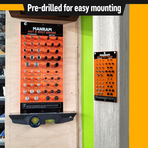 Thread Checker with All-Metal Board, Nut & Bolt Thread Gauge for Standard and Metric Sizes, Wall-Mountable