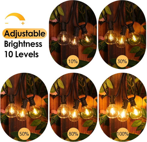 Mlambert 48FT 15 G40 Bulbs(1 Solar String Lights, Outdoor Waterproof Patio Lights with Shatterproof Spare), Led Light