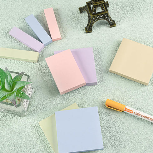 BAYTORY 6 Pads Pastel Sticky Notes, 3 x 3 Inch, 3 x 2 Inch, Colorful Self-Stick Notes for Office School Home Study