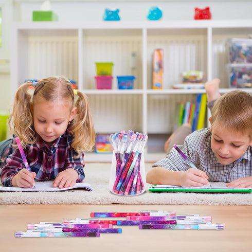 Kolewo4ever Galaxy Stackable Pencil, Multi Point Non-Sharpening Pop Up Pencil with Matching Eraser for Classrooms