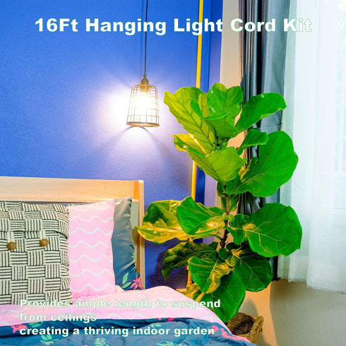 16Ft E26/E27 Bulb 1 Pack, Plug in Hanging Light Cord Kit - Pendant Light Plug in Lamp Kit, Socket Lantern Extension