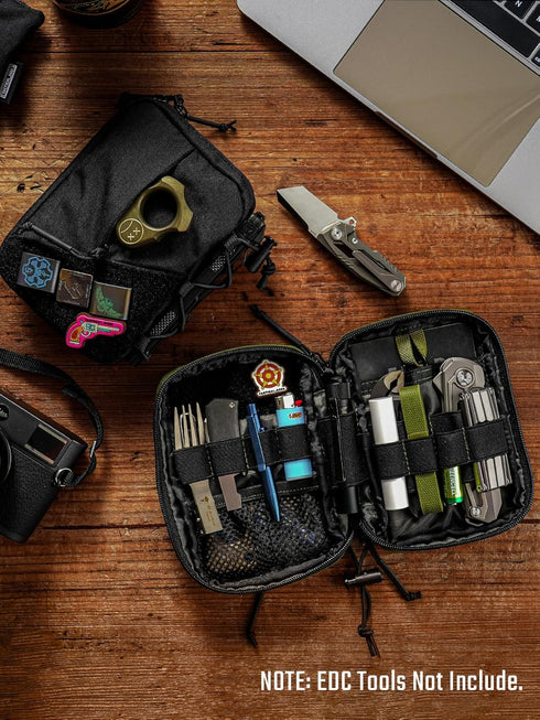 E4.0 TACTICAL GEEK Block EDC Compact Waist Pouch, Utility Pocket Organizer with Elastic Cord, Nylon Dual-Directional