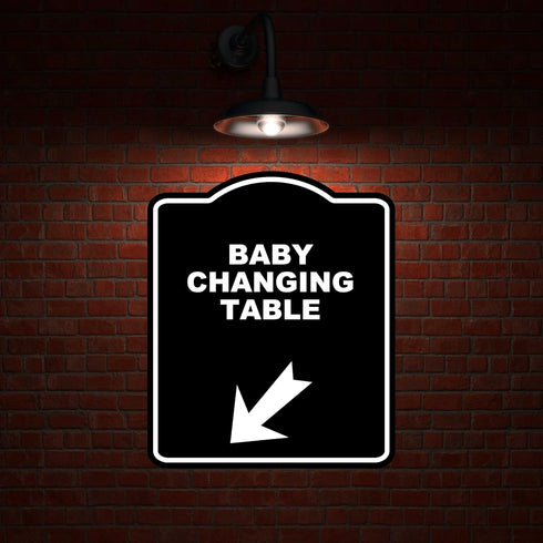 8.5 10 inches BABY CHANGING TABLE Black Sign Arrow Down Left Aluminum Composite Sign x