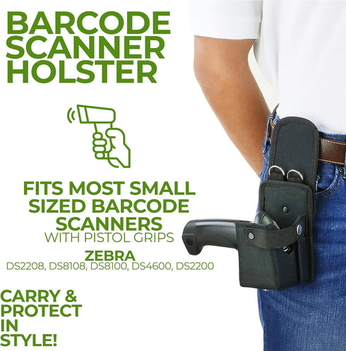 e-Holster 1D 2D DS2208/8108/8100/4600/2200 Wireless Scanner Holster (Small) | Ballistic Nylon Pouch for and Barcode