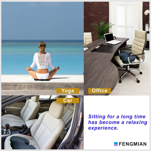 FENGMIAN Natural Latex Seat Cushion - Soft, Bouncy and Relieves Pressure - Suitable for Office Chair, Home Chair, Car