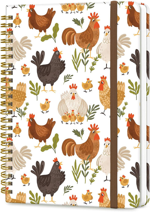 Spiral Journal Notebook, A5 Cute Notebooks for Work & Note Taking, College Ruled Hardcover, 60 Pages (Cute Chicken)