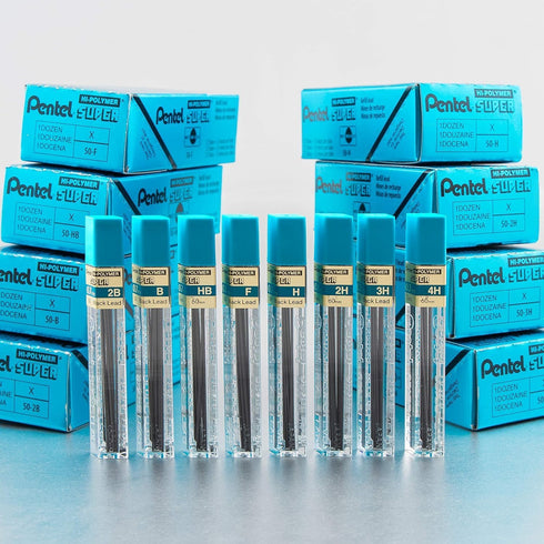 Pentel Super Hi-Polymer Lead Refill, 0.7mm Medium, 2H, 144 Pieces of Lead (50-2H), Gray