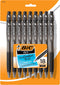 BIC BU3 Grip Retractable Ballpoint Pen, Medium Point (1.0mm), Black, Side Click Retraction, 18-Count