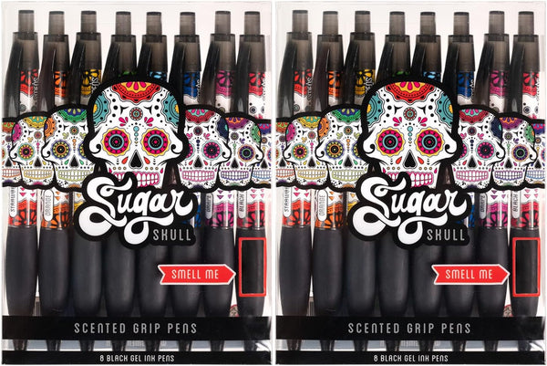Sugar Skull Smens (2 Pack) - Scented Pens with Black Ink, Medium Point - 8 Count for Fun Writing