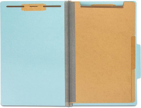 The File King Pressboard Classification File Folder - Pale Blue, Legal Size, Box of 10, 2/5 ROC Top Tab, 3” Expansion,
