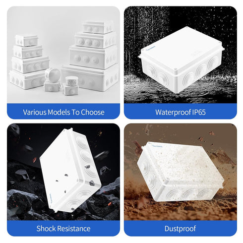 Waterproof Junction Box (7.9"x6.1"x3.1"), Dustproof IP65 Rated Electrical Project Enclosure, White