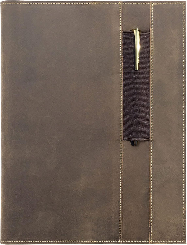 Rustic Handmade Leather Journal Cover for Moleskine Cahier XL (19x25 cm), Unique Storage Design, Pen Holder for Men,