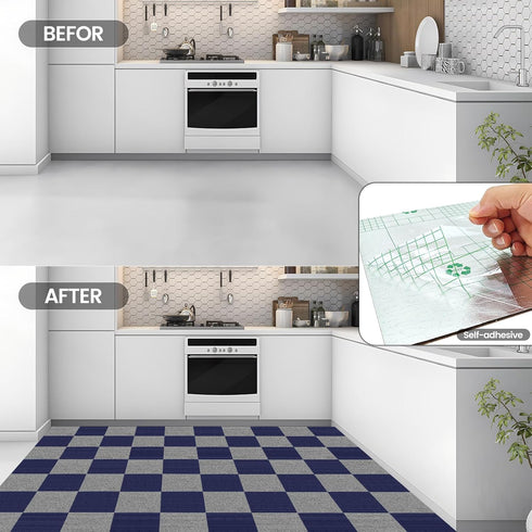 10Pcs Carpet Tiles Peel and Stick, 12 x 12 Non-Slip Waterproof Carpet Floor Tile for Living Room