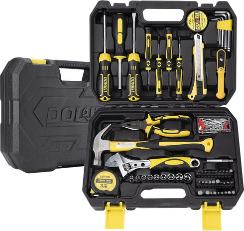 Set, Set Toolbox HYT128 (128 DOWELL Tool Auto Repair Household Tool Kit with Socket, Wrench, Screwdriver, Bits