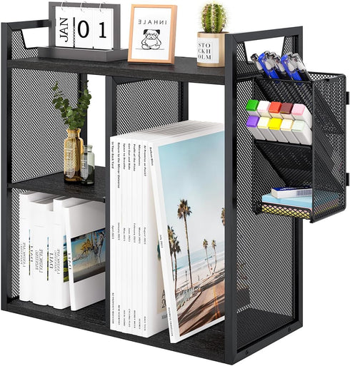 PAG Desktop Shelf Freestanding Bookshelf with Pencil Holder, Office Supplies Organizers and