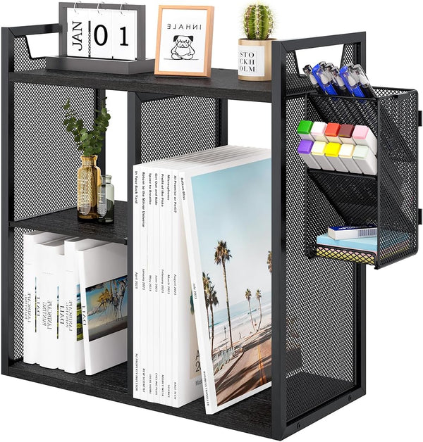 PAG Desktop Shelf Freestanding Bookshelf with Pencil Holder, Office Supplies Organizers and