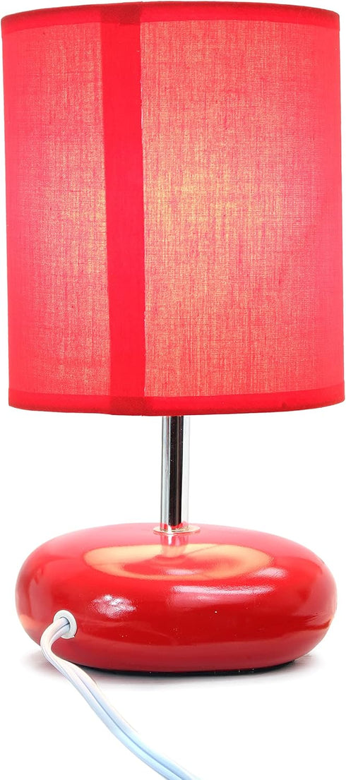 LT2005-RED-2PK 2 Pack Set, Simple Designs Stonies Small Stone Look Table Desk Bedside Lamp Red