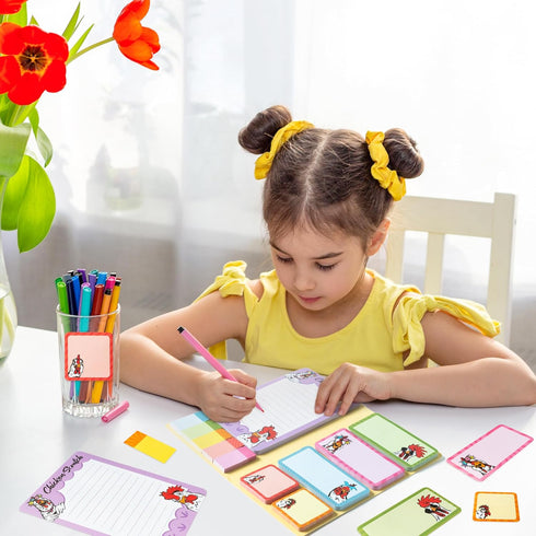 B1ykin Sticky Notes Set, Cartoon Theme Cute Self-Stick Notes Pad Gift, Memo Pages for Kids and Office